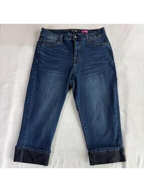 Y2K Capri Jeans Cuffed Hem Stretch Filth Jeans Tag 10 Fits Like 30X18 Denim